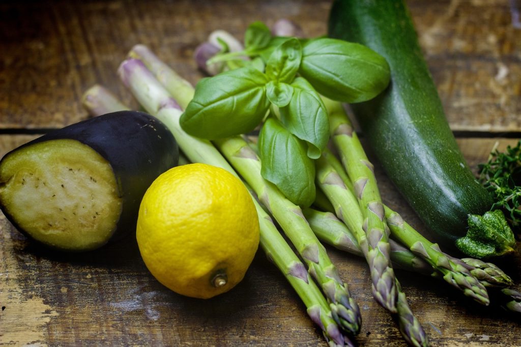 asparagus, vegetables, lemon