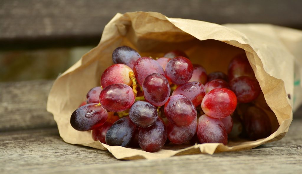 grapes, red grapes, bag